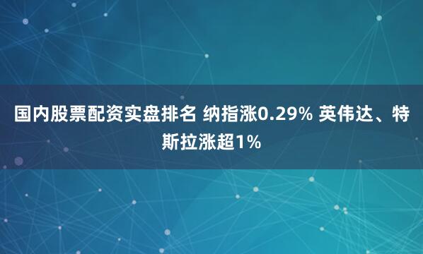 国内股票配资实盘排名 纳指涨0.29% 英伟达、特斯拉涨超1%